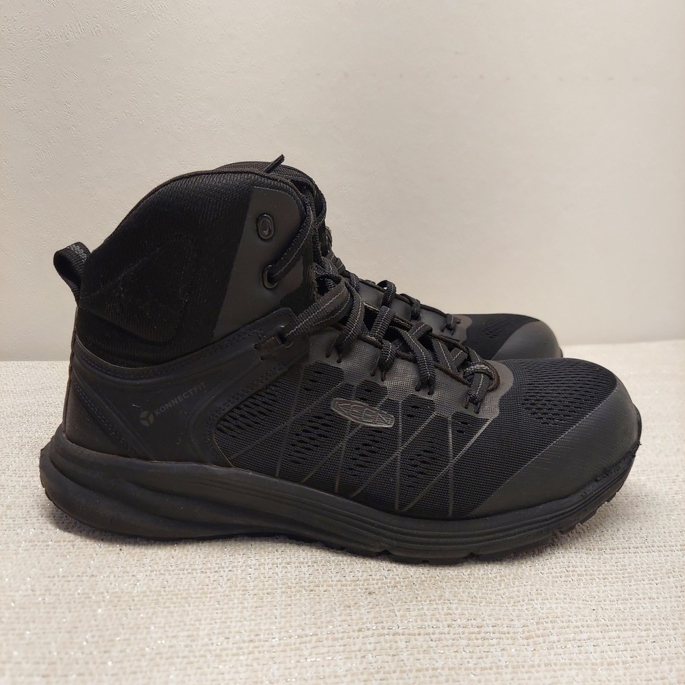 KEEN Utility Vista Energy Mid Work Boots Black Carbon Fiber Safety Toe Men 10.5D